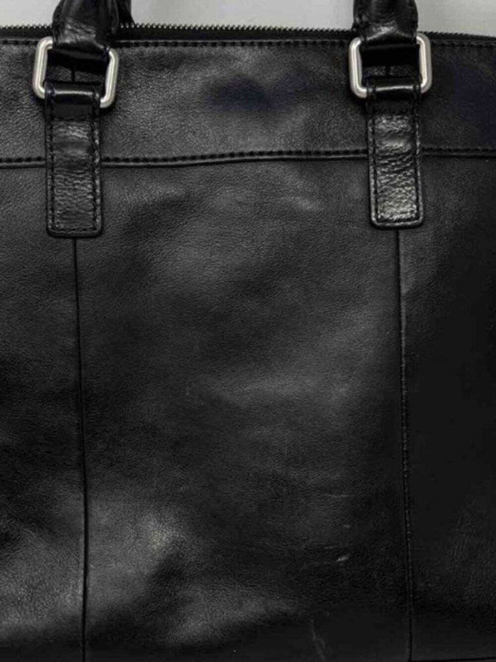 Fossil Black Genuine Leather Laptop Briefcase Work Bag Business Office Carryall